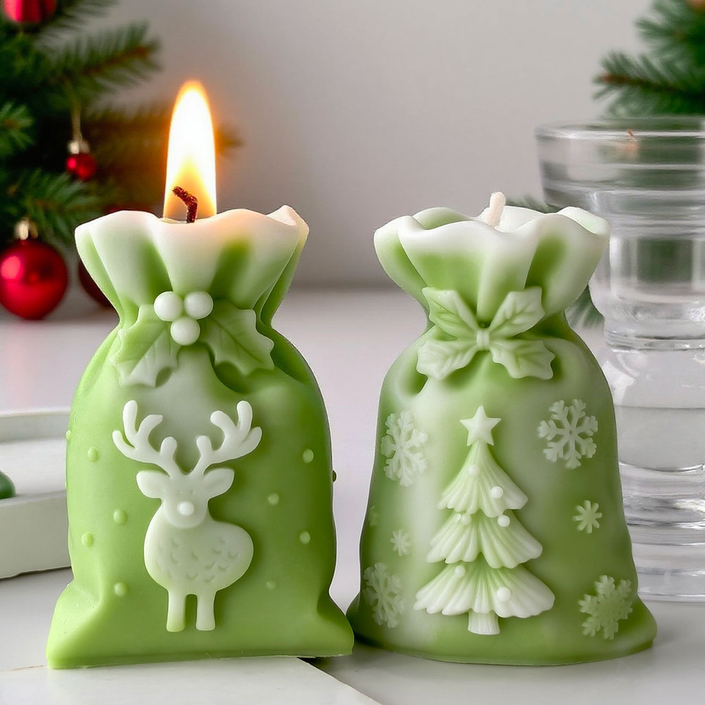 

Christmas Gift Bag Candle Silicone Mold DIY Xmas Decor Handmade Aroma Wax Craft Holiday Home Decoration
