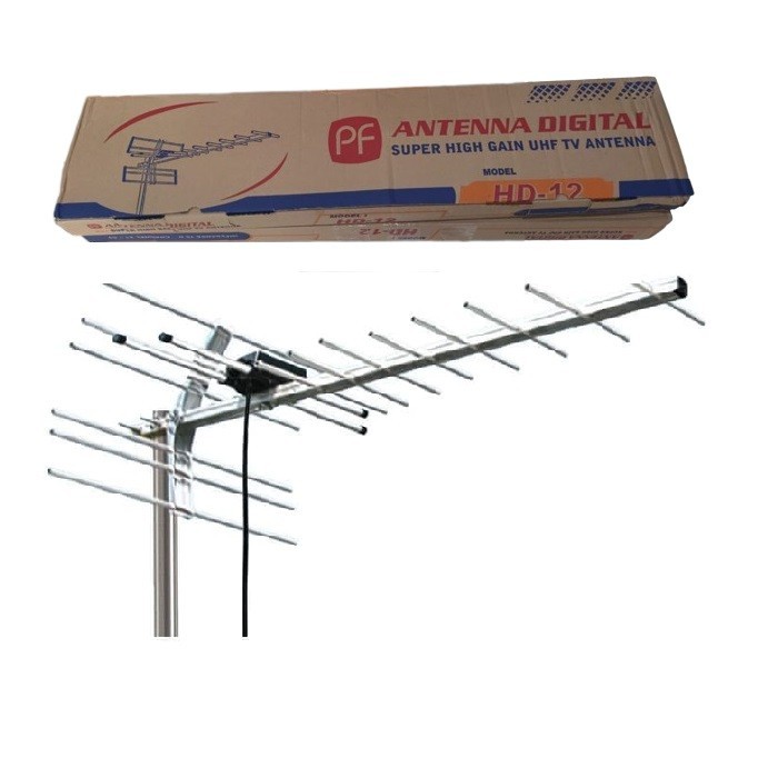 Antena TV PF HD12 / HD-12 Digital free kabel 10 meter Antena Outdoor Sinyal Kuat (TA)