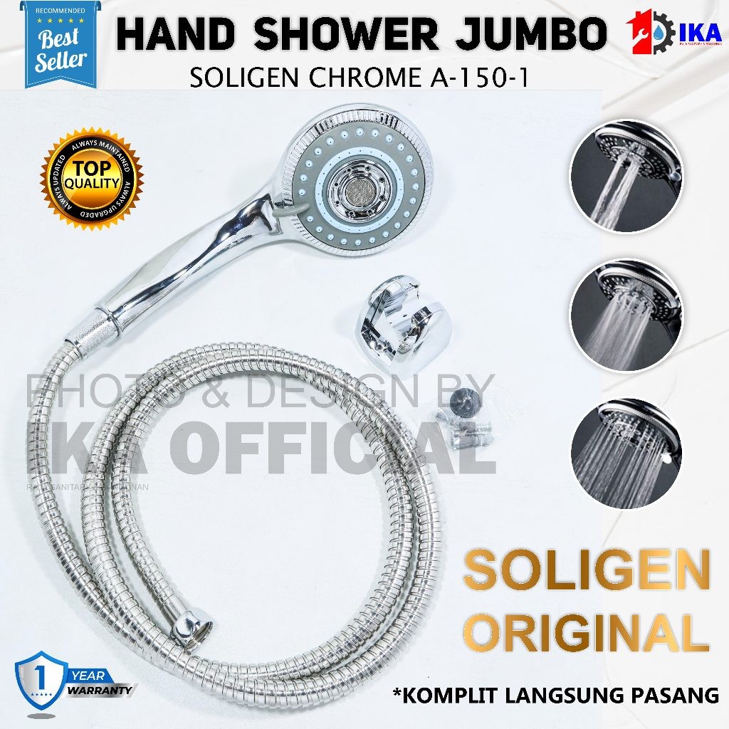 Hand shower soligen shower mandi bagus 150 / Hand Shower Soligen Chrome Tipe 150 Mandi Bulat Kepala 