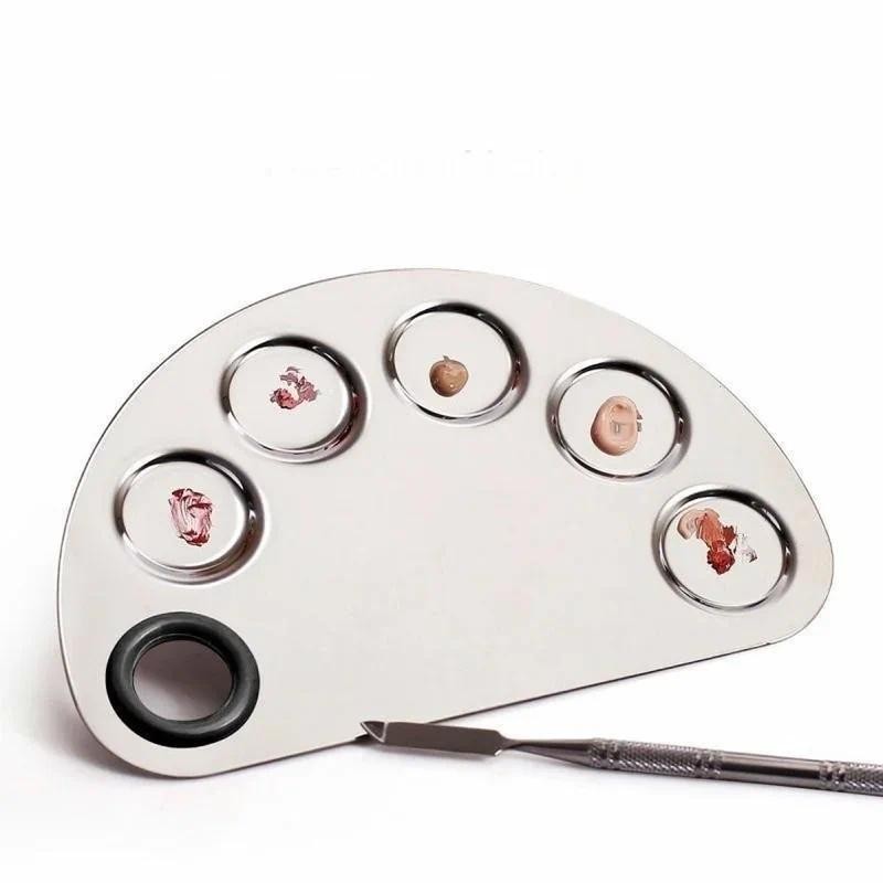 

Stainless Steel Palette Watercolor Paints Makeup Face Palette Spatula Foundation Mixing Paints Oil Paints Palette