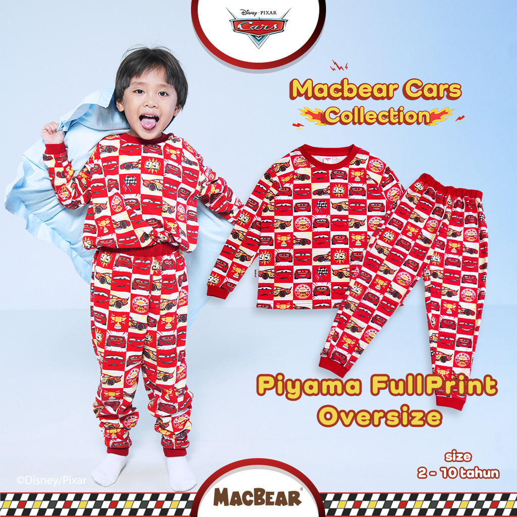 ZK87UG Macbear Cars Collection Piyama Champion Lightning Mcqueen 2-10 Tahun