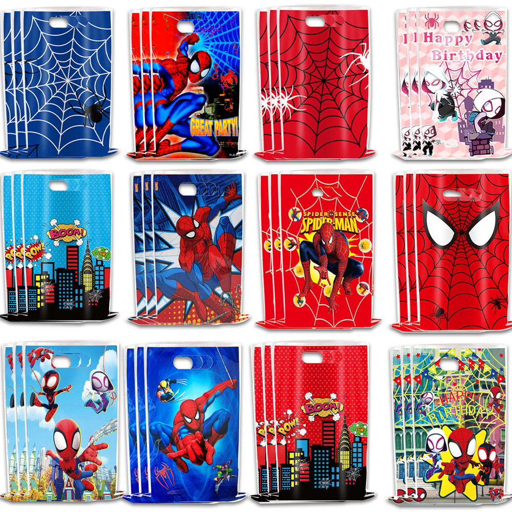 

30/20/10Pcs MINISO New Spiderman Gift Bags Birthday Party Decorations Superhero Plastics Loot Bag Baby Shower Supplies Decor