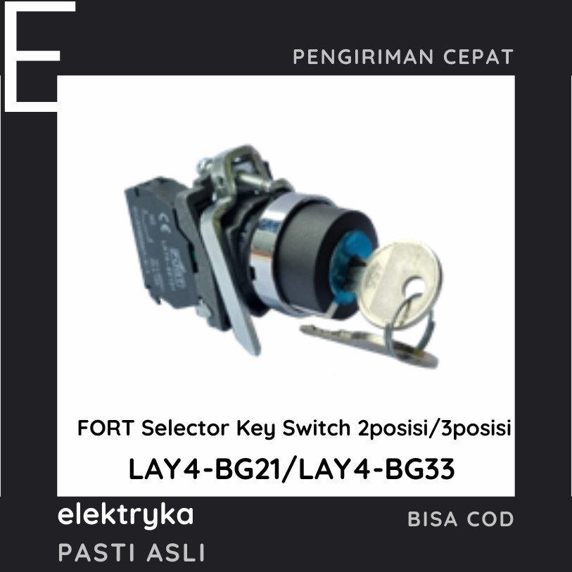 FORT Selector Key Switch 2posisi/3posisi 22mm LAY4-BG21/LAY4-BG33