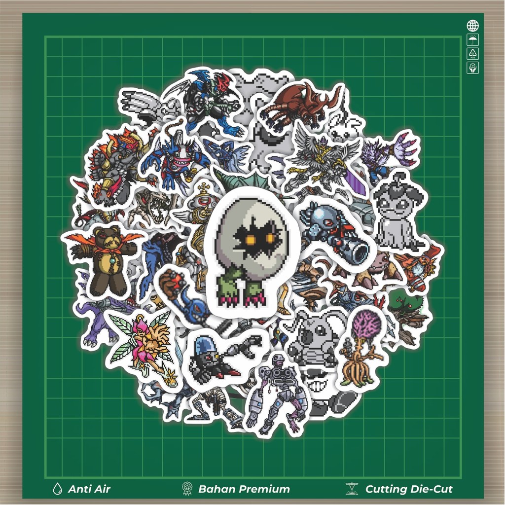 

HOT 50 PCS STIKER Stiker Pixel Digimon V72 Stiker Fashion Cars Decal Dingin Kartu Album Custom Vinyl Anti Air- Sticker Aesthetic Buku Journal Koper Casing HP Tablet Laptop Helm Motor Botol Minum