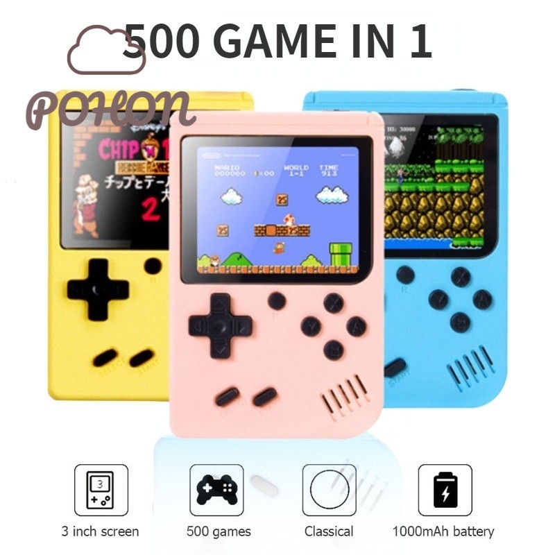 POHON Gameboy Retro 500 in 1 Games Mini Portabel SUPRIME Red Series Console Games 1 PLAYER / 2 PLAYE