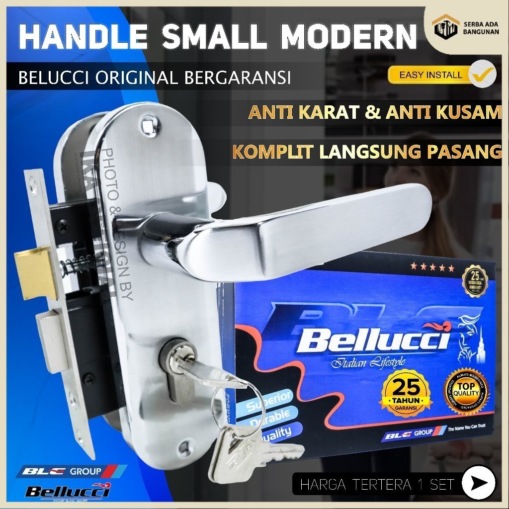 SAB Kunci Pintu kecil Silinder Bellucci Bogota NP l Gagang Rumah l Handle Full Set I Kunci pintu kam