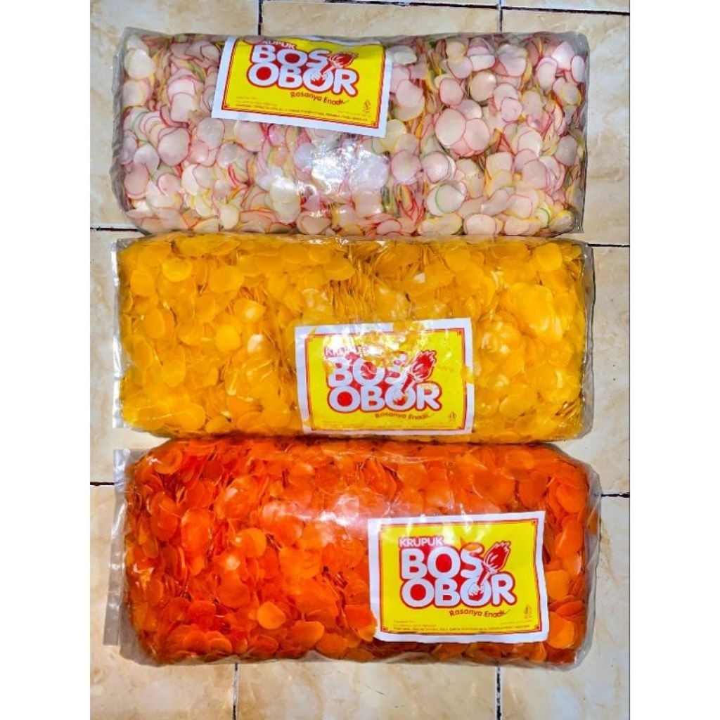

KERUPUK SEBLAK BAWANG/OREN/MERAH CAP BOSS OBOR 5KG
