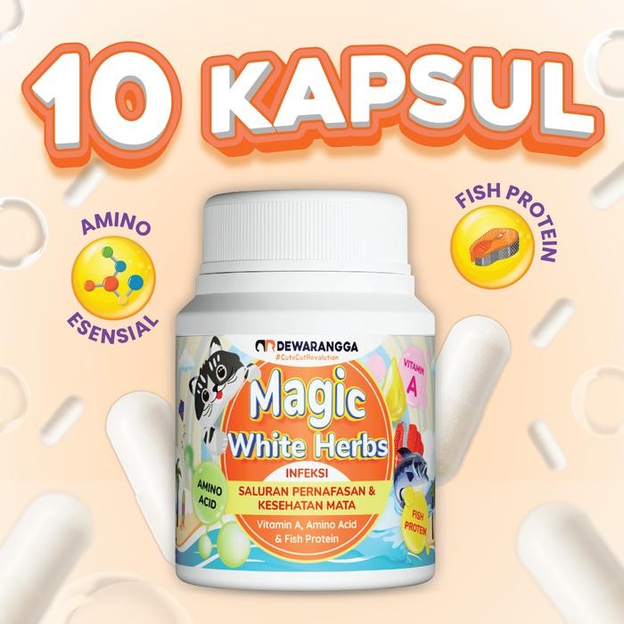 Vitamin Kucing Magic White Herbs Dewarangga - Obat Flu dan Mata Kucing - 10 Kapsul