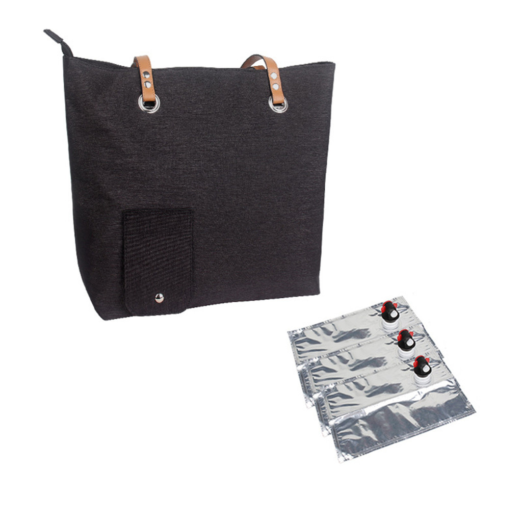 

Leeseph Beach Wine Tote Bag with 3 Wine Bladder Bag and Spout Set, Wine Cooler Bag for Picnics, Camping, Travel, Party, Dinner