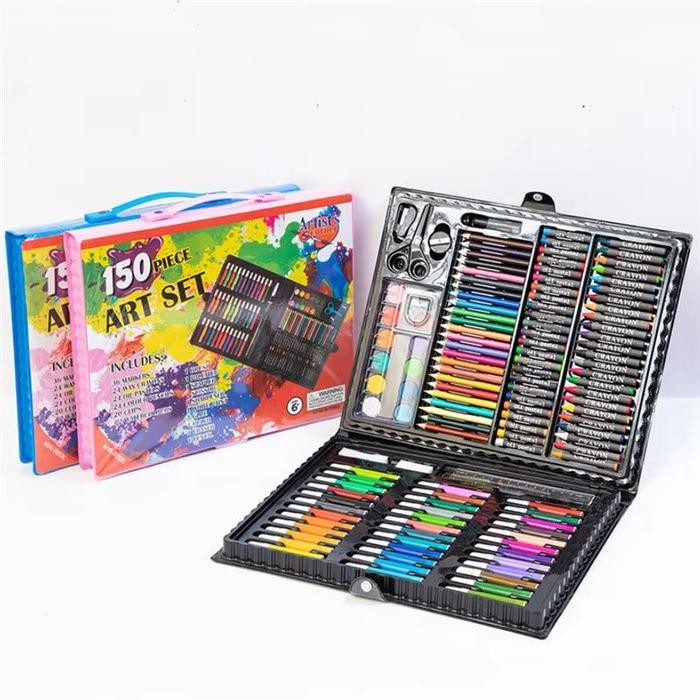 

150PCS Art Set / Crayon Anak Set Koper / Full Set Alat Lukis Anak Cat Krayon Pensil Warna Isi 150 PCS