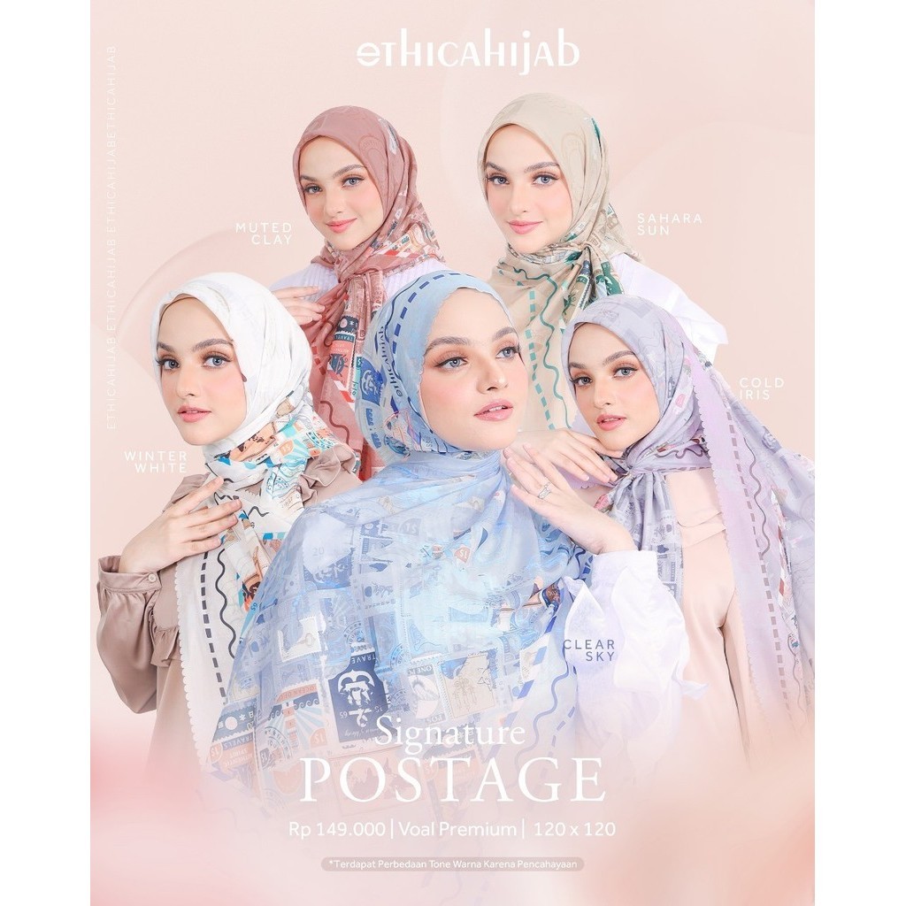 Hijab Signature Postage Original Ethica Hijab /Hijab Voal /Hijab Motif terbaru /Hijab Polos /Ethica 