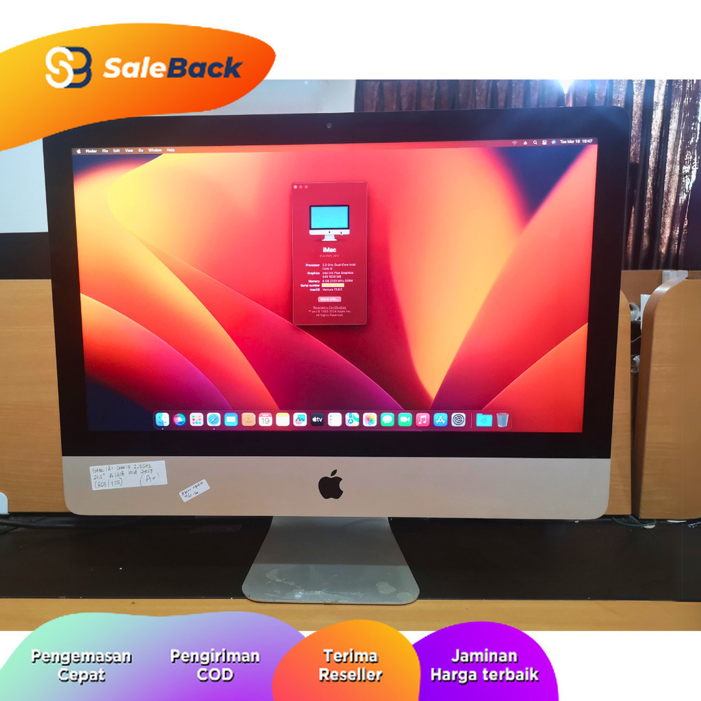 Apple iMac 2017 21.5 Inch Dual-Core i5 RAM 8GB/1TB Ventura Second