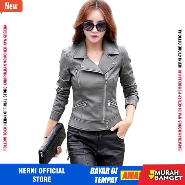 jaket kulit wanita hijab Jaket Semi Kulit Sintetis Jessica Mocca Wanita