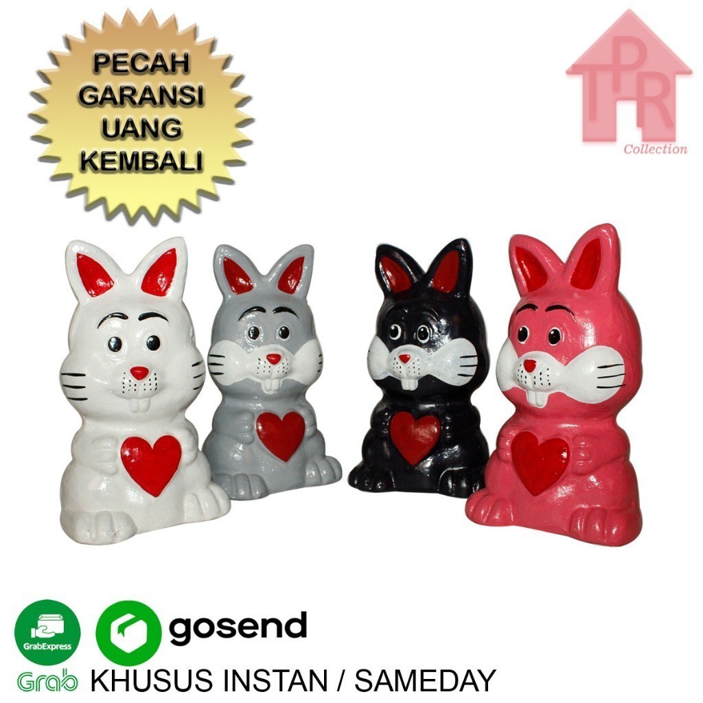 Gerabah - Celengan Tanah Liat / Piggy Bank Kelinci Love T25