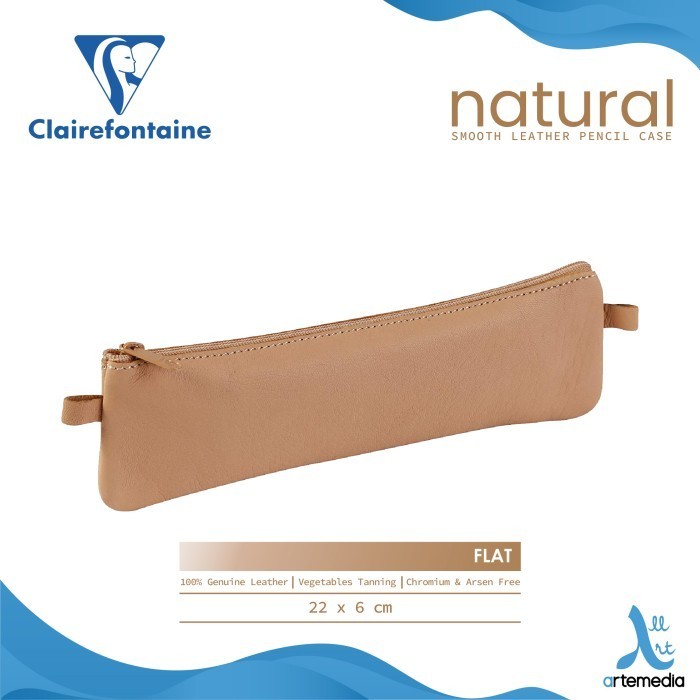 

TERLARIS! Tempat Pensil Clairefontaine Natural Real Smooth Leather Pencil Case - FLAT