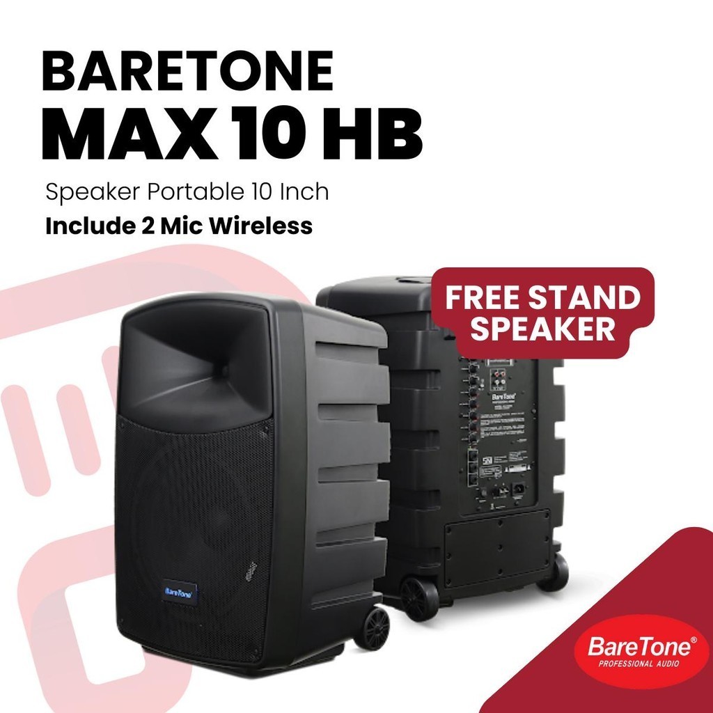 Speaker Portable Bluetooth BARETONE MAX10HB MAX10 HB MAX 10HB 10 inch