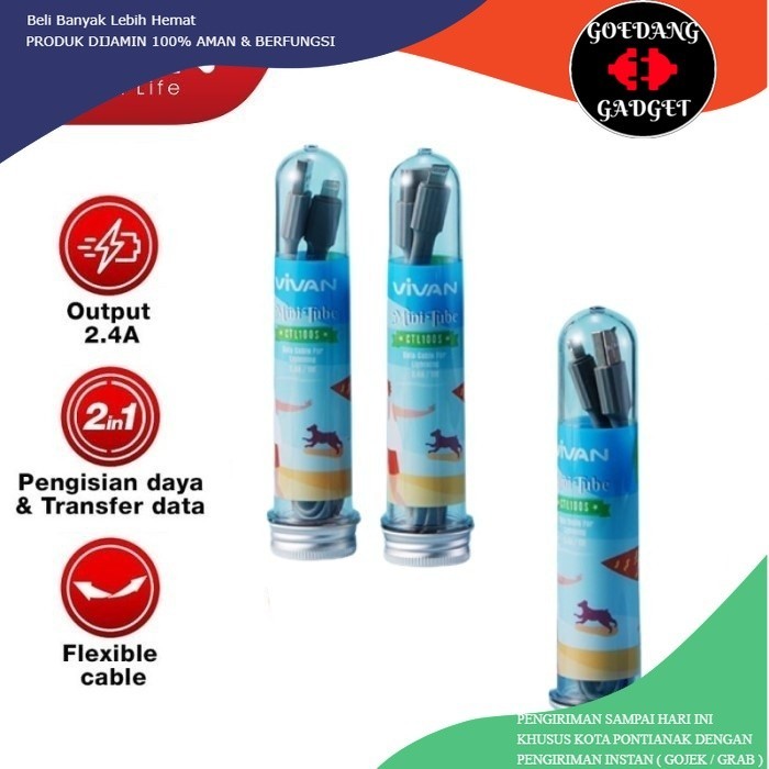 KABEL DATA IPHONE VIVAN CTL-100S FAST CHARGING 100% ORIGINAL KABEL CHARGER / CAS IPHONE LIGHTNING
