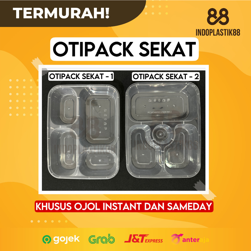 KHUSUS GOJEK & GRAB. Otipack Sekat  / Kotak Makan Sekat / Food Container / Kotak Makan Sekat 4 - OTI