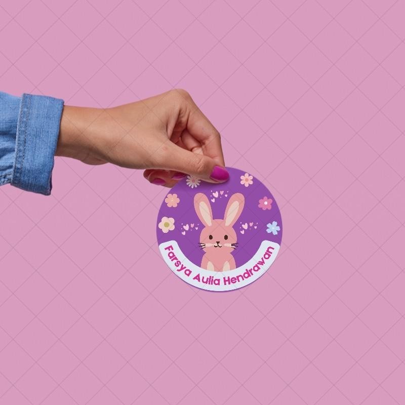 

40 pcs - Sticker Label Nama Bulat Custom Free Template