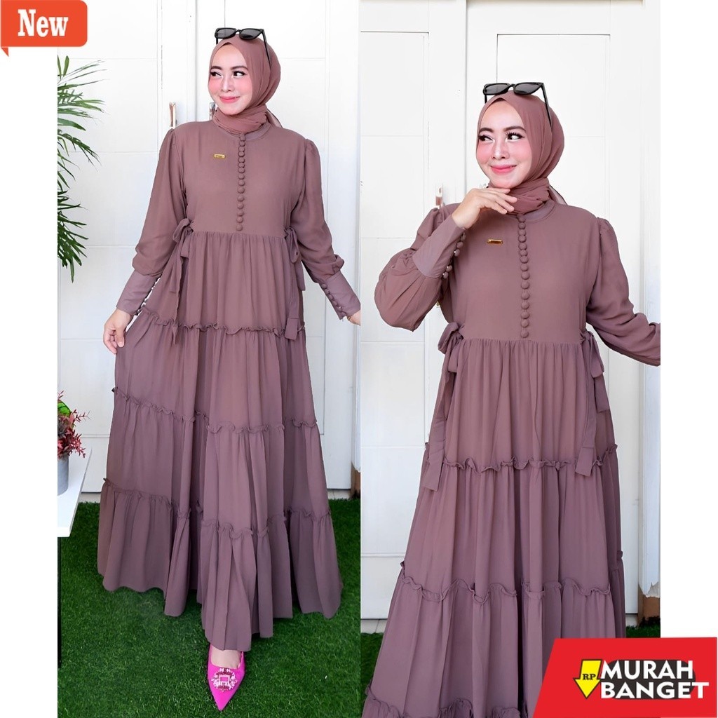 gamis kekinian tahun 2024 felisa maxi ceruty bebydoll /Lovely rempel gamis syari terbaru pakaian wan