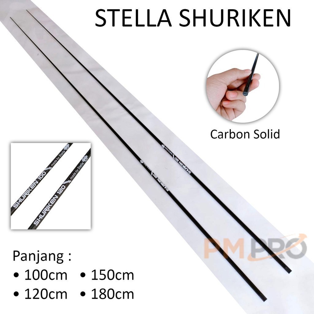 Stella Shuriken 100cm 120cm Blank Ujung Carbon Solid Buat Atasan Joran Bahan Pucukan Pancing Action 