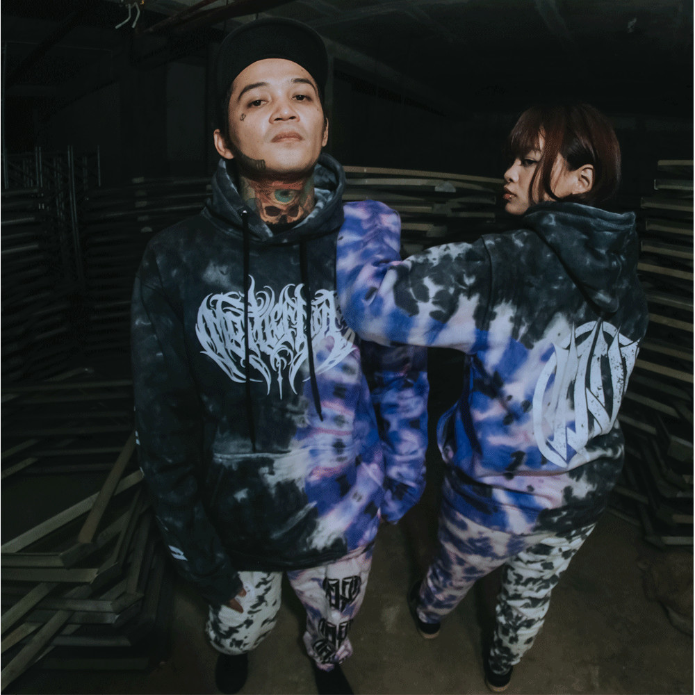 MOTHERLINE X NALADHIPA - SWEATER HOODIE TIE DYE LIMITED EDITION BLACK PURPLE