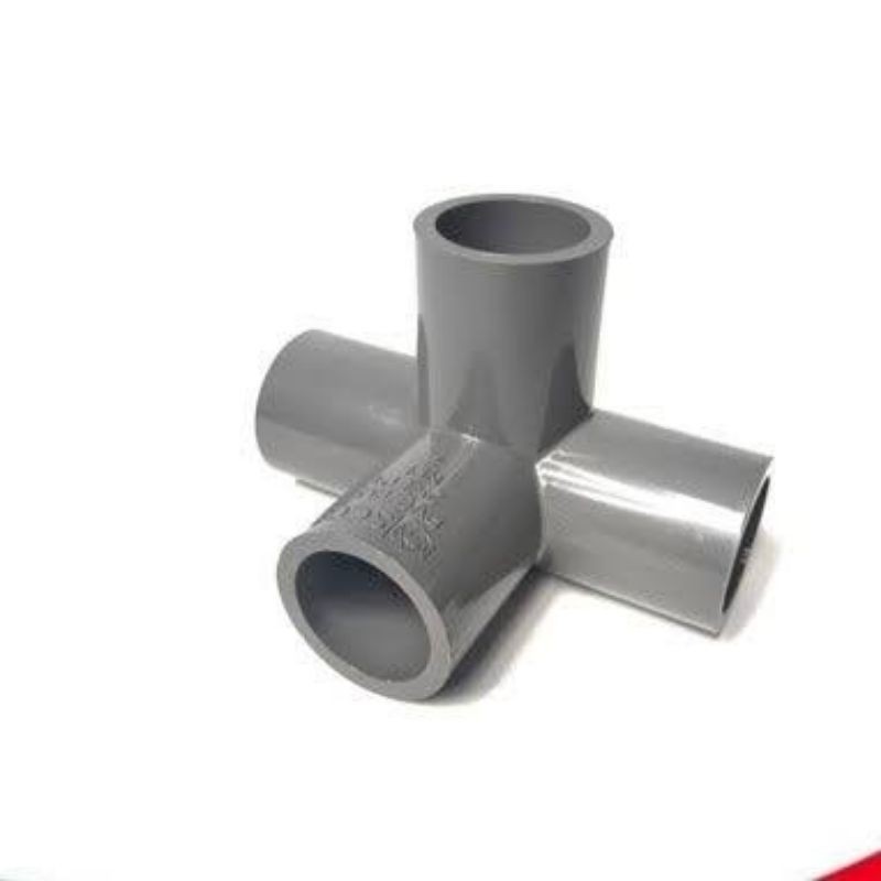 Tee pipa 4 way ukuran 1/2 / T 4 way / 4 way side tee pvc 1/2" aw
