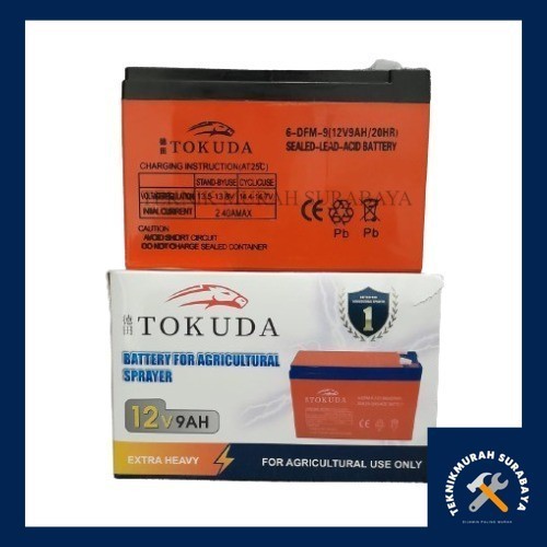 TOKUDA AKI KERING BATERAI SPAYER ELEKTRIK 12V 9AH / BATTERY ACCU ALAT SEMPROT HAMA 12 VOLT 9 AMPERE