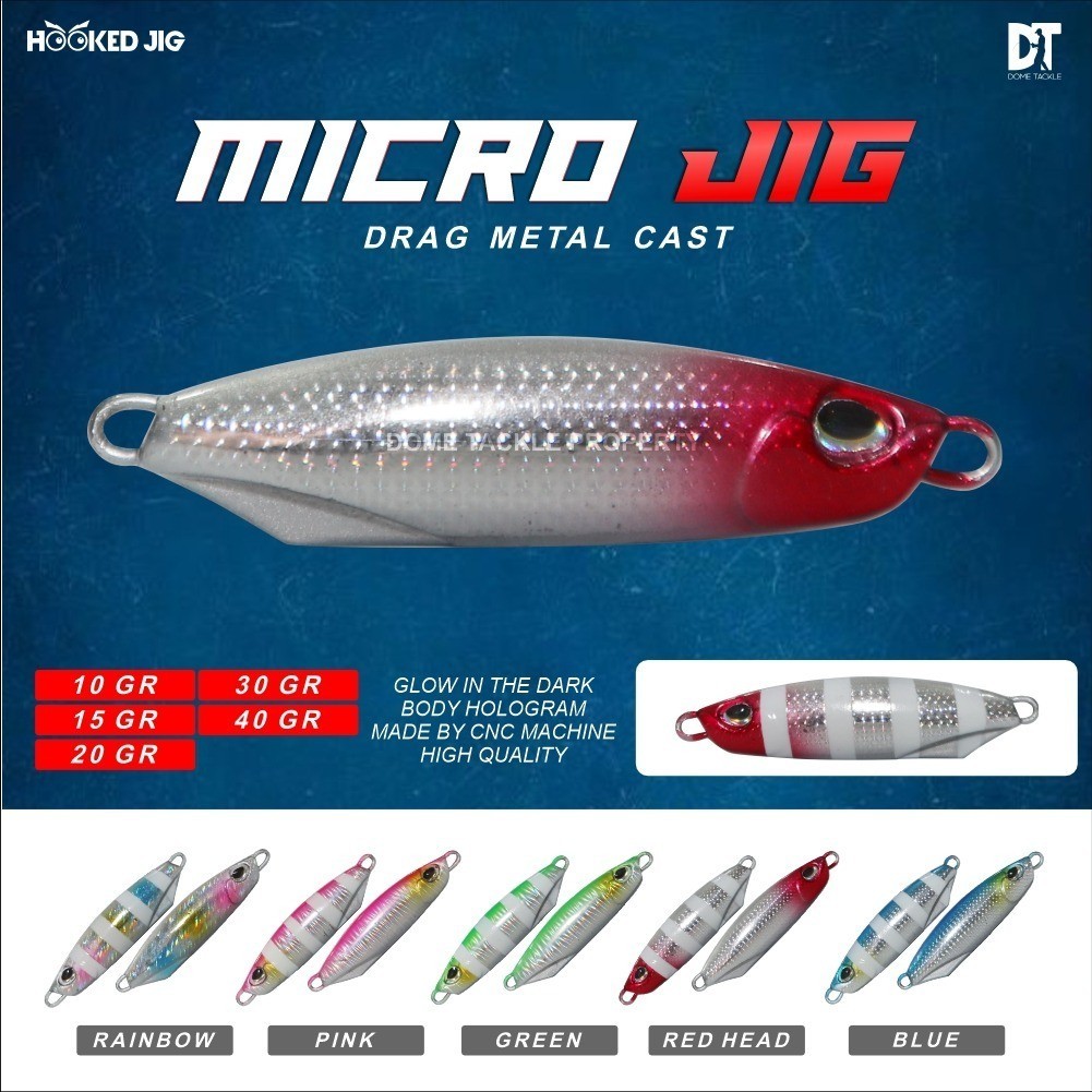 Micro Jig Drag Metal Cast GID Hooked Jig Glow In The Dark Metal Jig Micro Jig Premium Umpan Pancing 