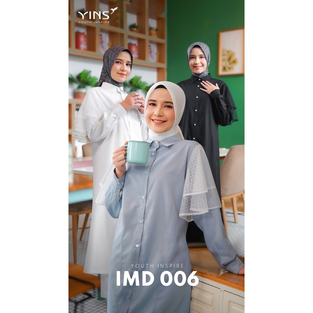 Midi Dress Nibras Inspire IMD 006  Hitam Putih Abu-Abu Nibras Sale Midi Dress Bahan Katun Adem
