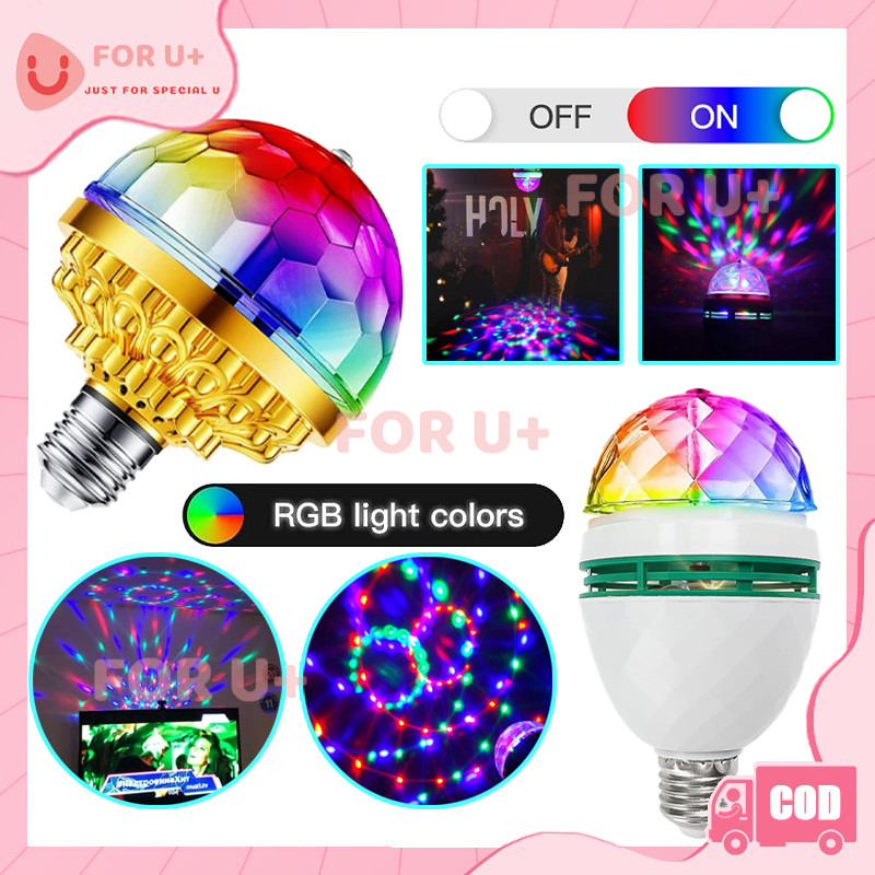 Lampu Disco LED Putar / Lampu Warna Warni Fitting / Putar otomatis disko warna-warni RGB