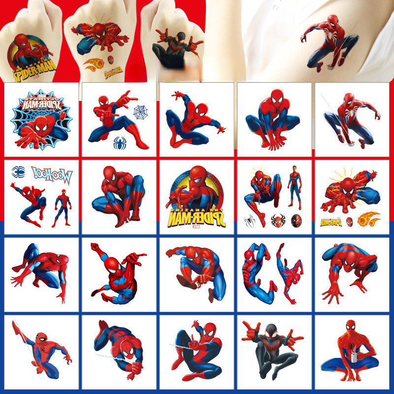 

20Pcs Cartoon SpiderMan Tattoo Sticker Children's Reward Sticker Pack Cute Pikachu Laptop Skin Stickers