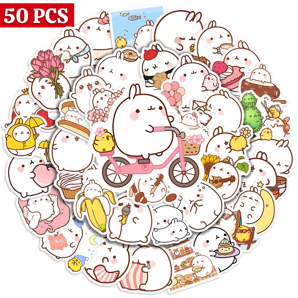 

Cartoon Cute Fat Rabbit Stickers Pretty Kawaii DIY Toys Skateboard Laptop Cup Bike Motorcycle Phone Luggage Kids PVC Waterproof