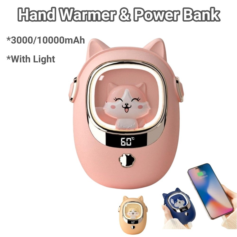 2 in 1 Electric Hand Warmer Power Bank USB Rechargeable 3000/10000mAh Fast Heating Portable Mini Poc