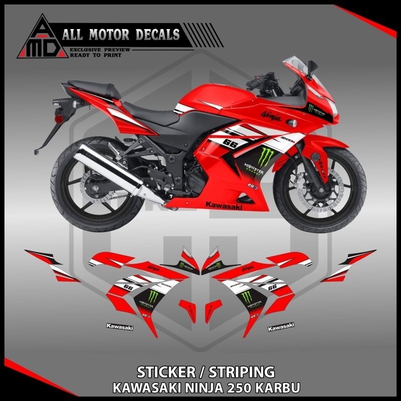 Striping Ninja 250 Karbu Grafis Me / Decal Custom Kawasaki Ninja Karbu / Sticker Motor Ninja Karbu 2