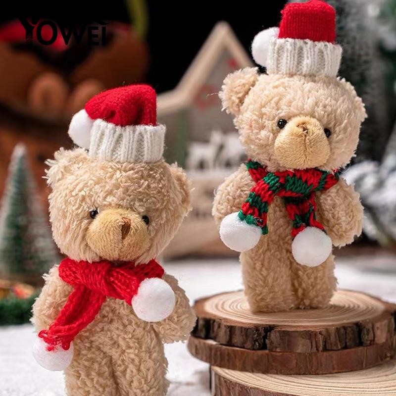 

1Pcs Cute Bear Plush Doll Animal Scarf Bear Soft Stuffed Toy Christmas Tree Cake Home Decor DIY Bouquet Materials Ornament