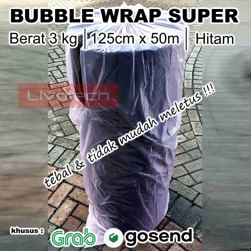 

SUPER Hitam 125cm x 50m 3kg Super Tebal Babel Wrapping Pack Eceran Murah Black Grosir