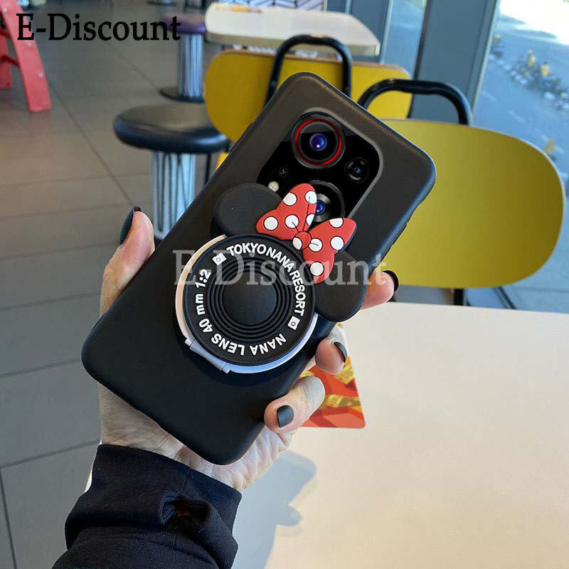 Ready Stock Case Tecno PhantomX2 Pro Cover Makeup Mirror Soft Cute Cartoon Camera Stand Silicone Cas