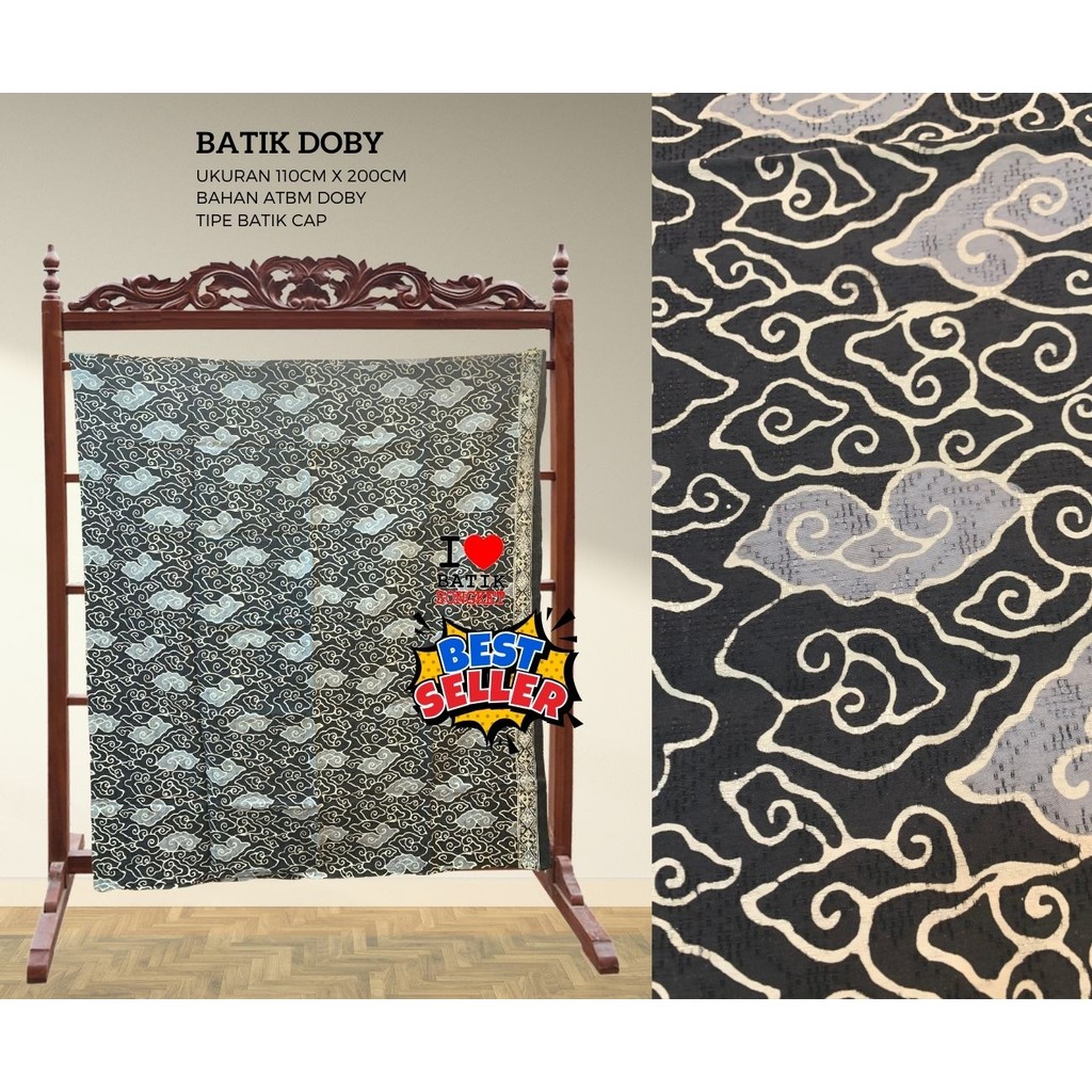 DOBY PASTEL PARANG MOTIF 9 PEKALONGAN DOBI DOBBY BAHAN KAIN BATIK CAP ATBM MEGA MENDUNG ABU