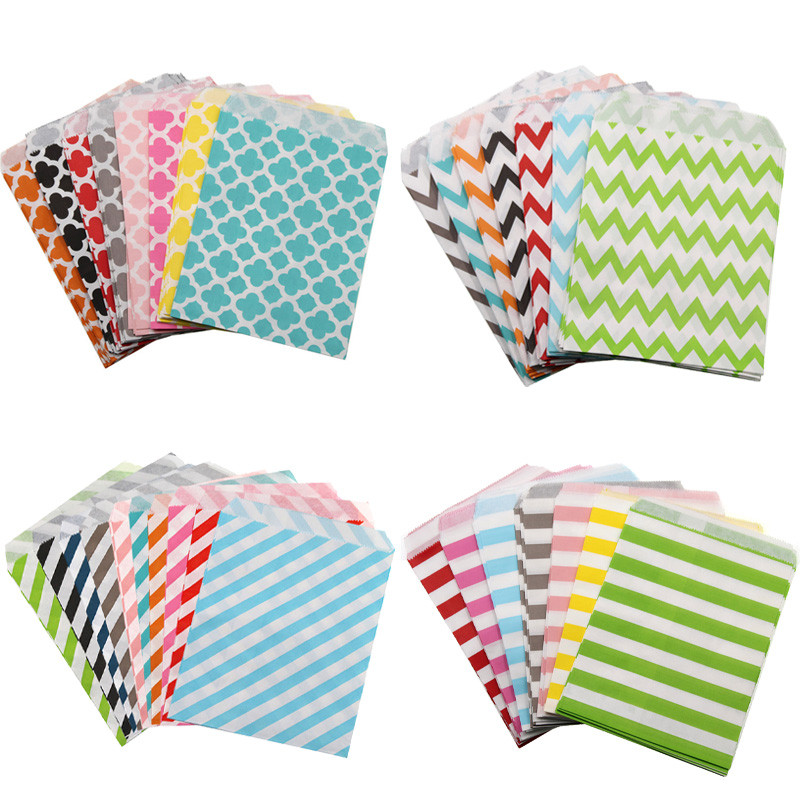 

25pcs Mixed Style color Kraft Paper Bags DIY Packaging Guest Gift Pouch Wedding Birthday Party Favor Bag Candy Food Safety Bag