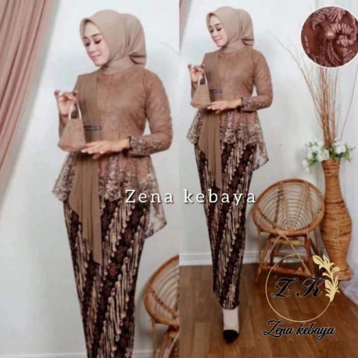 ✨NEW✨ -SET KEBAYA MODERN KEBAYA BRUKAT TILE KEBAYA WISUDA KEBAYA SELENDANG - Silver, Setelan M