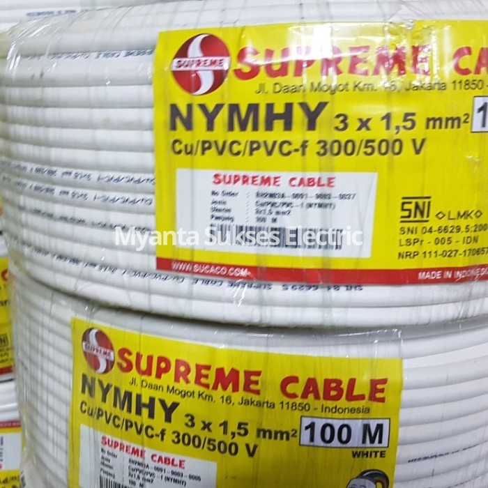 Kabel Listrik NYMHY 3x1,5mm SUPREME Roll 100m