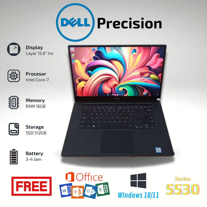 Laptop Dell Precision 5530 Core i7 RAM 16GB SSD 512GB Touchscreen Second Berkualitas