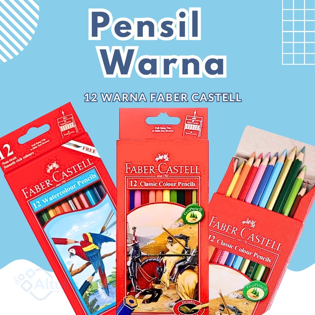 

Pensil Warna Faber Castell Water Colour dan Classic Colour 12 Warna