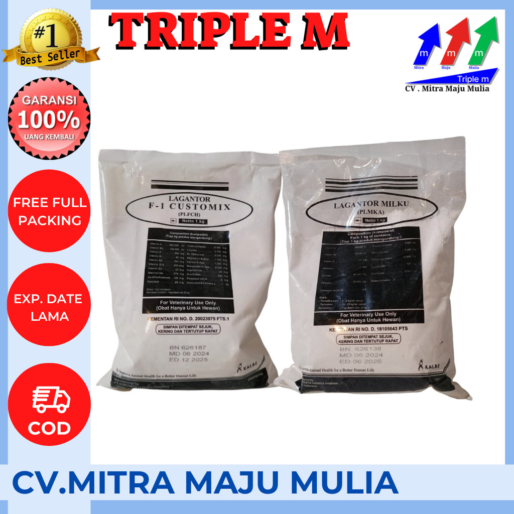 LAGANTOR F1 CUSTOMIX 1 Kg | LAGANTOR MILKU 1 Kg - Premix untuk Sapi Kambing TRIPLE M