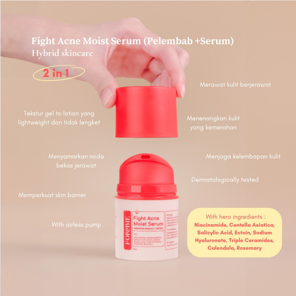 [NEW PACKAGING] Forebie Fight Acne Moist Serum Jerawat Moisturizer Acne Forebie 35ml