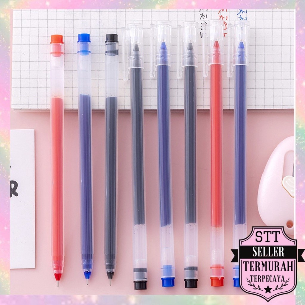 

STT Pulpel Gel 0.5mm Bolpoin Pena Pulpen Tinta Gel Cair Pena Transparant Pen Gel