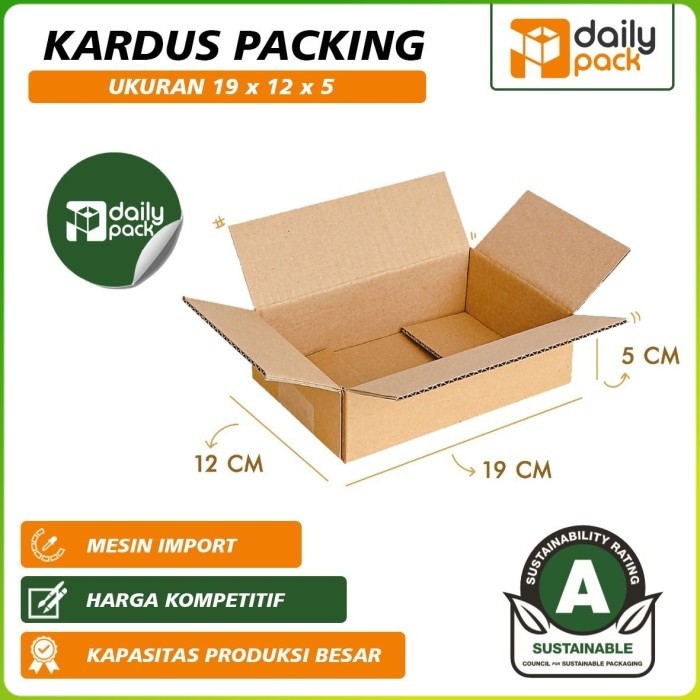 

Kardus Dus Packing Polos Box Ukuran 19x12x5