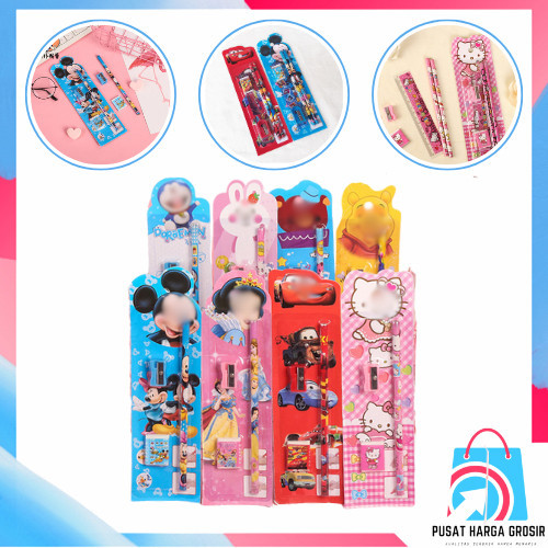 

PHG - Stationery Set 5 in 1 Alat Tulis Anak Sekolah Penghapus penggaris Pensil Serutan Karakter Lucu t