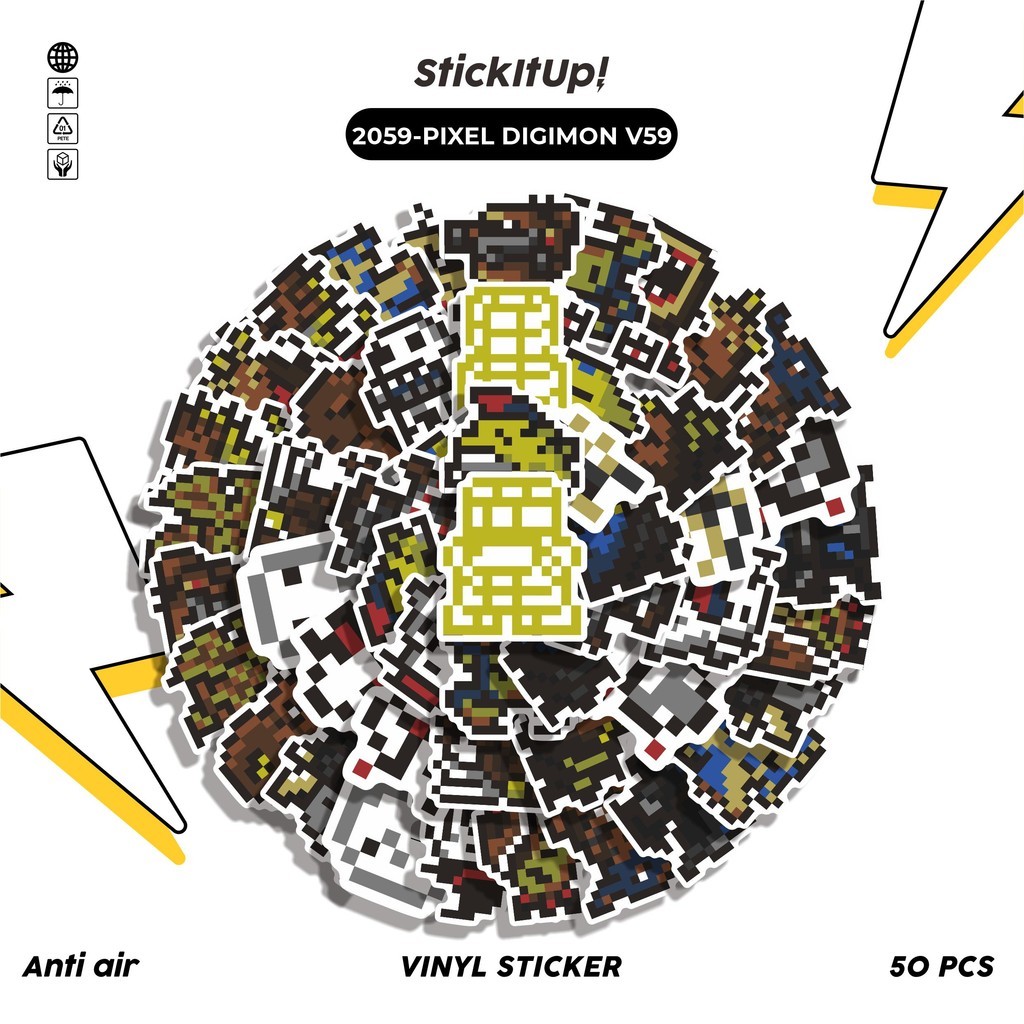 

COD✨ 50 Pcs Stiker PIXEL DIGIMON V59 Lucu Anti Air Untuk Dekorasi Notebook Sepeda Skateboard Handphone DIY